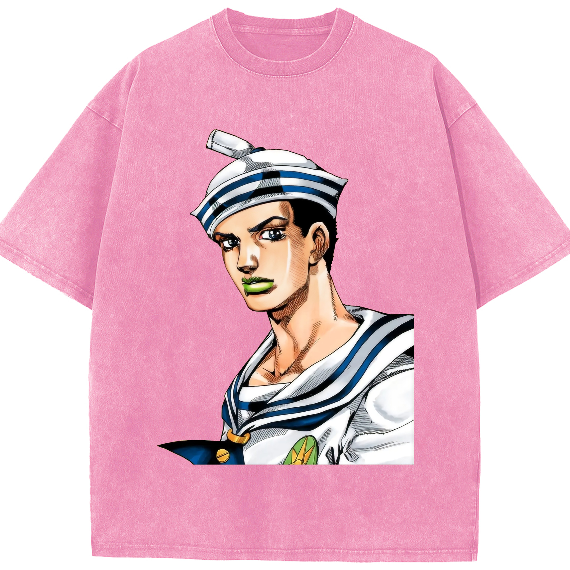 （画像用） ジョジョの奇妙な冒険 東方定助 JoJo's Bizarre Adventure Higashikata Josuke 綿100% ヴィンテージ風 半袖Tシャツ（フロントプリント）